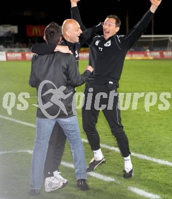 Fussball. Erste Liga.  WAC/St. Andrae gegen SCR Altach. Jubel Nenad Bjelica, Slobodan Grubor, Adi Preschern (WAC). Wolfsberg, 27.4.2012. 
Foto: Kuess

---
pressefotos, pressefotografie, kuess, qs, qspictures, sport, bild, bilder, bilddatenbank