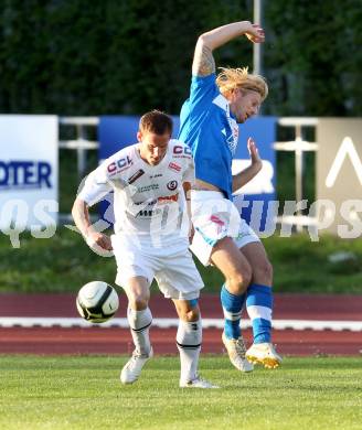 Fussball Regionalliga. VSV gegen Vorwaerts Steyr. Johannes Isopp, (VSV), Peter Orosz (Steyr). Villach, 28.4.2012.
Foto: Kuess
---
pressefotos, pressefotografie, kuess, qs, qspictures, sport, bild, bilder, bilddatenbank