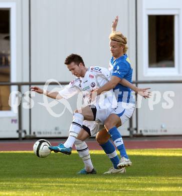 Fussball Regionalliga. VSV gegen Vorwaerts Steyr. Johannes Isopp,  (VSV), Jan Urban (Steyr). Villach, 28.4.2012.
Foto: Kuess
---
pressefotos, pressefotografie, kuess, qs, qspictures, sport, bild, bilder, bilddatenbank