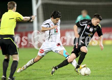 Fussball. Erste Liga.  WAC/St. Andrae gegen SCR Altach. Jacobo, (WAC), Daniel Schoepf (Altach). Wolfsberg, 27.4.2012. 
Foto: Kuess

---
pressefotos, pressefotografie, kuess, qs, qspictures, sport, bild, bilder, bilddatenbank