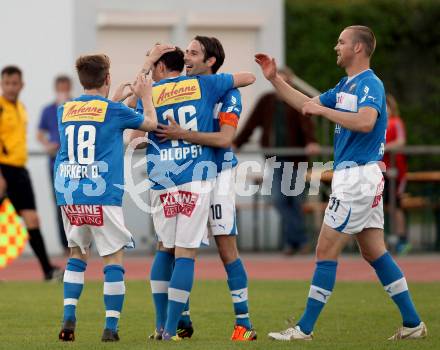 Fussball Regionalliga. VSV gegen Vorwaerts Steyr. Torjubel Andreas Dlopst, Mario Ramusch, Daniel Pirker, Udo Gasser (VSV). Villach, 28.4.2012.
Foto: Kuess
---
pressefotos, pressefotografie, kuess, qs, qspictures, sport, bild, bilder, bilddatenbank