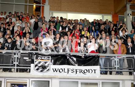 Fussball. Erste Liga.  WAC/St. Andrae gegen SCR Altach. Fans, Fanclub Wolfsfront (WAC). Wolfsberg, 27.4.2012. 
Foto: Kuess

---
pressefotos, pressefotografie, kuess, qs, qspictures, sport, bild, bilder, bilddatenbank