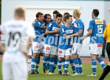 Fussball Regionalliga. VSV gegen Vorwaerts Steyr. Torjubel VSV. Villach, 28.4.2012.
Foto: Kuess
---
pressefotos, pressefotografie, kuess, qs, qspictures, sport, bild, bilder, bilddatenbank