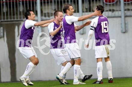 Fussball Regionalliga. SK Austria Klagenfurt gegen Kapfenberger SV Amateure. Torjubel Austria.  Klagenfurt, 4.5.2012
Foto: Kuess

---
pressefotos, pressefotografie, kuess, qs, qspictures, sport, bild, bilder, bilddatenbank