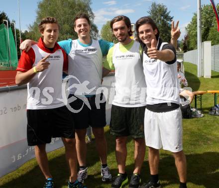 Leichtathletik. Eroeffnung Leopold Wagner Arena. Neue Leichtathletikanlage. Maximilian Isopp, Paul Eggenberger, Claudio Trevisan. Klagenfurt, am 5.5.2012.
Foto: Kuess
---
pressefotos, pressefotografie, kuess, qs, qspictures, sport, bild, bilder, bilddatenbank