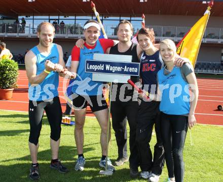 Leichtathletik. Eroeffnung Leopold Wagner Arena. Neue Leichtathletikanlage. Daniel Mesotitsch, Andreas Lausegger, Martin Gratzer, Veronika Watzek, Jasmin Ouschan. Klagenfurt, am 5.5.2012.
Foto: Kuess
---
pressefotos, pressefotografie, kuess, qs, qspictures, sport, bild, bilder, bilddatenbank