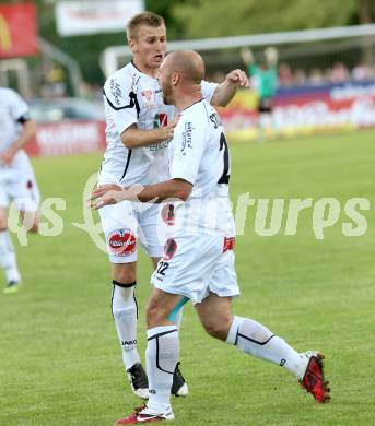 Fussball. Erste Liga.  WAC/St. Andrae gegen TSV Hartberg. Torjubel Manuel Kerhe, Stephan Stueckler (WAC). Wolfsberg, 8.5.2012. 
Foto: Kuess

---
pressefotos, pressefotografie, kuess, qs, qspictures, sport, bild, bilder, bilddatenbank