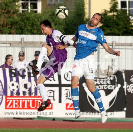 Fussball Regionalliga. VSV gegen SK Austria Klagenfurt. Christian Prawda,  (VSV), Matthias Dollinger (Austria Klagenfurt).  Villach, 11.5.2012
Foto: Kuess

---
pressefotos, pressefotografie, kuess, qs, qspictures, sport, bild, bilder, bilddatenbank