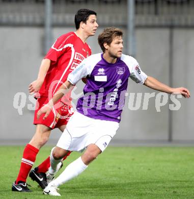 Fussball Regionalliga. SK Austria Klagenfurt gegen Gleinstaetten.  Boris Huettenbrenner, (Austria Klagenfurt), Igor Hajduk  (Gleinstaetten).  Klagenfurt, 15.5.2012
Foto: Kuess

---
pressefotos, pressefotografie, kuess, qs, qspictures, sport, bild, bilder, bilddatenbank