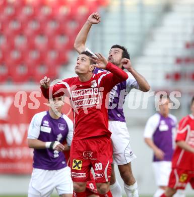 Fussball Regionalliga. SK Austria Klagenfurt gegen Gleinstaetten. Almedin Hota, (Austria Klagenfurt),  Samir Medic (Gleinstaetten).  Klagenfurt, 15.5.2012
Foto: Kuess

---
pressefotos, pressefotografie, kuess, qs, qspictures, sport, bild, bilder, bilddatenbank