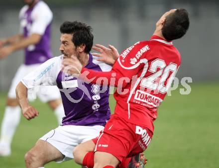 Fussball Regionalliga. SK Austria Klagenfurt gegen Gleinstaetten. Almedin Hota, (Austria Klagenfurt),  Samir Medic (Gleinstaetten).  Klagenfurt, 15.5.2012
Foto: Kuess

---
pressefotos, pressefotografie, kuess, qs, qspictures, sport, bild, bilder, bilddatenbank