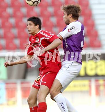 Fussball Regionalliga. SK Austria Klagenfurt gegen Gleinstaetten. Boris Huettenbrenner,  (Austria Klagenfurt), Igor hajduk (Gleinstaetten).  Klagenfurt, 15.5.2012
Foto: Kuess

---
pressefotos, pressefotografie, kuess, qs, qspictures, sport, bild, bilder, bilddatenbank