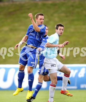 Fussball Kaerntner Liga. St. Veit gegen Treibach. Kevin Vaschauner, (St. Veit), Jakob Gruber (Treibach). St. Veit, am 16.5.2012.
Foto: Kuess
---
pressefotos, pressefotografie, kuess, qs, qspictures, sport, bild, bilder, bilddatenbank