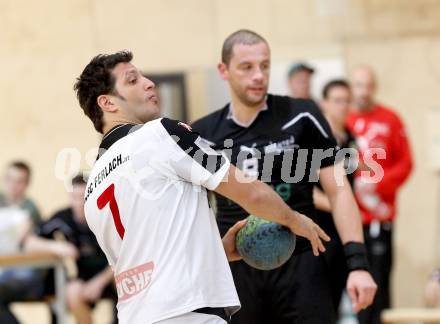 Handball Bundesliga. SC Ferlach gegen HCK 59. Christian Koschu,  (Ferlach), Anton Praeprost (HCK). Ferlach, 19.5.2012.
Foto: Kuess
---
pressefotos, pressefotografie, kuess, qs, qspictures, sport, bild, bilder, bilddatenbank
