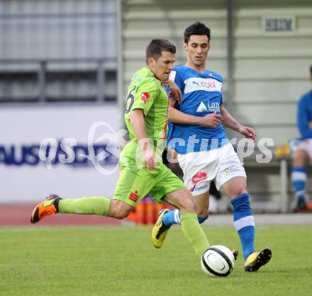 Fussball Regionalliga. VSV gegen Wels FC. Denis Curic, (VSV), Michael Lebersorg (Wels). Villach, 1.6.2012.
Foto: Kuess
---
pressefotos, pressefotografie, kuess, qs, qspictures, sport, bild, bilder, bilddatenbank