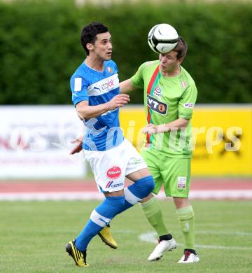 Fussball Regionalliga. VSV gegen Wels FC. Denis Curic,  (VSV), Philipp Schopper (Wels). Villach, 1.6.2012.
Foto: Kuess
---
pressefotos, pressefotografie, kuess, qs, qspictures, sport, bild, bilder, bilddatenbank