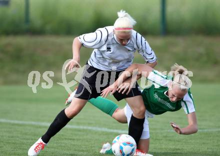 Fussball Frauen Bundesliga. FC St. Veit Kaernten Frauen gegen FC SHT Suedburgenland. Tatjana Sabitzer,  (St. Veit), Heike Manhart (Suedburgenland). Glanegg, 3.6.2012.
Fotos: Kuess
---
pressefotos, pressefotografie, kuess, qs, qspictures, sport, bild, bilder, bilddatenbank