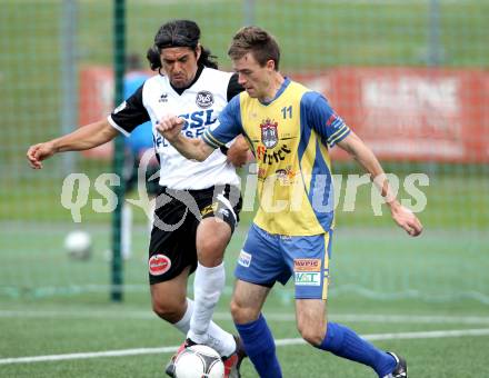 Fussball KFV Cup. Finale. SV Spittal gegen Kraig. Carlos Chaile,  (Spittal), Daniel Kurz (Kraig). Spittal, 6.6.2012.
Foto: Kuess
---
pressefotos, pressefotografie, kuess, qs, qspictures, sport, bild, bilder, bilddatenbank