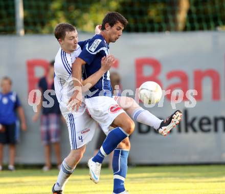 Fussball Testspiel. Treibach gegen RZ Pellets WAC. Philip Klaming,  (Treibach), Mihret Topcagic (WAC). Treibach, 6.7.2012.
Foto: Kuess
---
pressefotos, pressefotografie, kuess, qs, qspictures, sport, bild, bilder, bilddatenbank