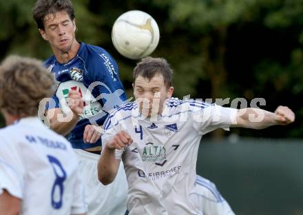 Fussball Testspiel. Treibach gegen RZ Pellets WAC. Philip Klaming,  (Treibach), Christian Falk (WAC).. Treibach, 6.7.2012.
Foto: Kuess
---
pressefotos, pressefotografie, kuess, qs, qspictures, sport, bild, bilder, bilddatenbank