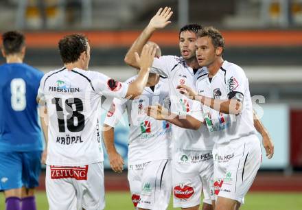 Fussball Testspiel. WAC gegen Ordonspor. Torjubel Ruben Rivera, Gernot Messner, Mario Kroepfl (WAC). Wolfsberg, 10.7.2012.
Foto: Kuess


---
pressefotos, pressefotografie, kuess, qs, qspictures, sport, bild, bilder, bilddatenbank