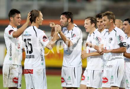 Fussball Testspiel. WAC gegen Ordonspor. Torjubel Ruben Rivera, Rene Gsellmann (WAC). Wolfsberg, 10.7.2012.
Foto: Kuess


---
pressefotos, pressefotografie, kuess, qs, qspictures, sport, bild, bilder, bilddatenbank