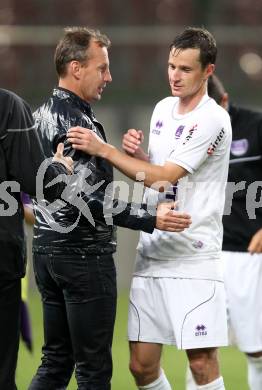 Fussball OEFB Cup. SK Austria Klagenfurt gegen SV Horn. Trainer Dietmar Thuller, Stefan Erkinger (Austria). Klagenfurt, am 13.7.2012.
Foto: Kuess
---
pressefotos, pressefotografie, kuess, qs, qspictures, sport, bild, bilder, bilddatenbank