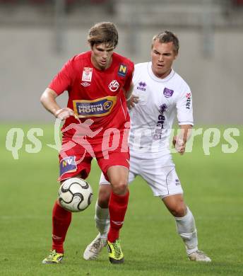 Fussball OEFB Cup. SK Austria Klagenfurt gegen SV Horn.  Christoph Mattes, (Austria), Philipp Zulechner (Horn). Klagenfurt, am 13.7.2012.
Foto: Kuess
---
pressefotos, pressefotografie, kuess, qs, qspictures, sport, bild, bilder, bilddatenbank