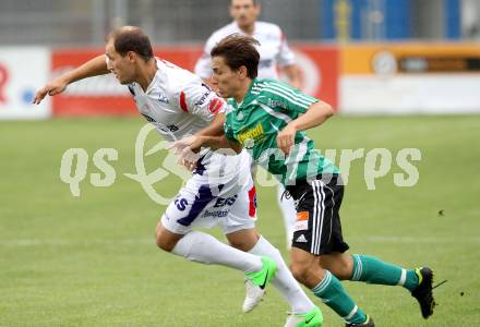 Fussball OEFB Cup. SAK gegen TSV St. Johann/Pongau. Christian Dlopst,  (SAK), Johann Eder (St.Johann). Klagenfurt, 14.7.2012.
Foto: Kuess
---
pressefotos, pressefotografie, kuess, qs, qspictures, sport, bild, bilder, bilddatenbank