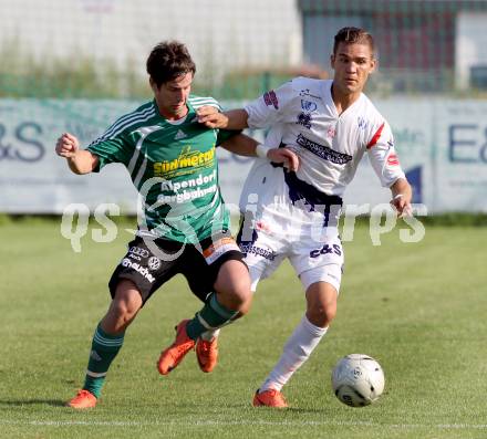 Fussball OEFB Cup. SAK gegen TSV St. Johann/Pongau. Toni Krijan, (SAK), Armin Gruber (St.Johann). Klagenfurt, 14.7.2012.
Foto: Kuess
---
pressefotos, pressefotografie, kuess, qs, qspictures, sport, bild, bilder, bilddatenbank