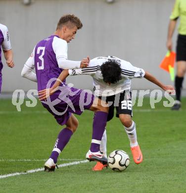 Fussball Testspiel. SK Austria Klagenfurt gegen Besiktas Istanbul. Marco Leininger, (Austria), Furkan Seker  (Besiktas). Klagenfurt, am 16.7.2012.
Foto: Kuess
---
pressefotos, pressefotografie, kuess, qs, qspictures, sport, bild, bilder, bilddatenbank