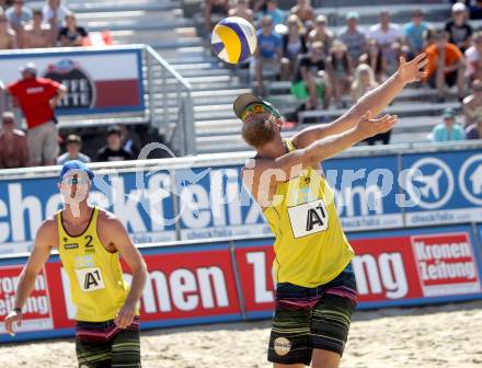 Beachvolleyball Grand Slam.  Stefan Gunnarsson, Hannes Brinkborg (SWE). Klagenfurt, 18.7.2012
Foto: Kuess
---
pressefotos, pressefotografie, kuess, qs, qspictures, sport, bild, bilder, bilddatenbank