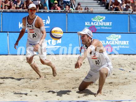 Beachvolleyball Grand Slam.  Robin Seidl, Alexander Xandi Huber (AUT). Klagenfurt, 19.7.2012
Foto: Kuess

---
pressefotos, pressefotografie, kuess, qs, qspictures, sport, bild, bilder, bilddatenbank