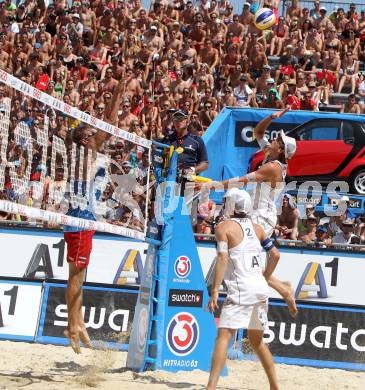 Beachvolleyball Grand Slam.  Robin Seidl, Alexander Xandi Huber (AUT). Klagenfurt, 19.7.2012
Foto: Kuess

---
pressefotos, pressefotografie, kuess, qs, qspictures, sport, bild, bilder, bilddatenbank