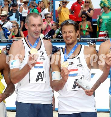 Beachvolleyball Grand Slam. NUMMERDOR Reinder, SCHUIL Richard,  (NED). Klagenfurt, 22.7.2012
Foto: Kuess

---
pressefotos, pressefotografie, kuess, qs, qspictures, sport, bild, bilder, bilddatenbank