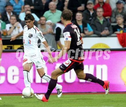 Fussball. Bundesliga. RZ Pellets WAC gegen FK Austria Wien. David De Paula, (WAC), Manuel Ortlechner (Wien). Wolfsberg, 25.7.2012.
Foto: Kuess


---
pressefotos, pressefotografie, kuess, qs, qspictures, sport, bild, bilder, bilddatenbank