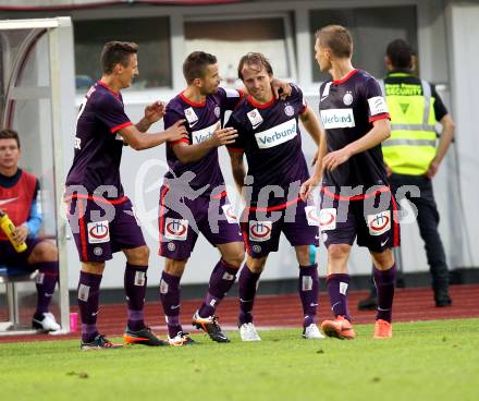 Fussball. Bundesliga. RZ Pellets WAC gegen FK Austria Wien. Torjubel Austria Wien. Wolfsberg, 25.7.2012.
Foto: Kuess


---
pressefotos, pressefotografie, kuess, qs, qspictures, sport, bild, bilder, bilddatenbank