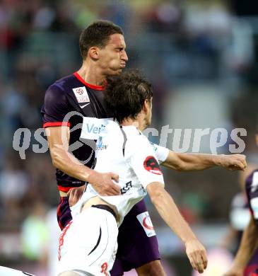 Fussball. Bundesliga. RZ Pellets WAC gegen FK Austria Wien. Christian Falk, (WAC),  Georg Margreitter (Wien). Wolfsberg, 25.7.2012.
Foto: Kuess


---
pressefotos, pressefotografie, kuess, qs, qspictures, sport, bild, bilder, bilddatenbank