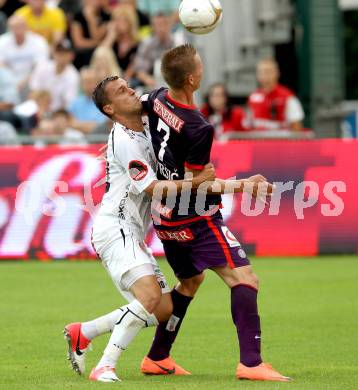 Fussball. Bundesliga. RZ Pellets WAC gegen FK Austria Wien. Michael Liendl, (WAC), Dare Vrsic (Wien). Wolfsberg, 25.7.2012.
Foto: Kuess


---
pressefotos, pressefotografie, kuess, qs, qspictures, sport, bild, bilder, bilddatenbank