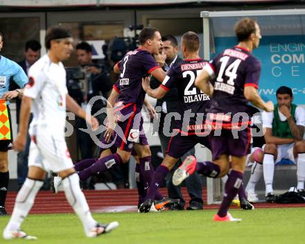 Fussball. Bundesliga. RZ Pellets WAC gegen FK Austria Wien.Torjubel Austria Wien. Wolfsberg, 25.7.2012.
Foto: Kuess


---
pressefotos, pressefotografie, kuess, qs, qspictures, sport, bild, bilder, bilddatenbank