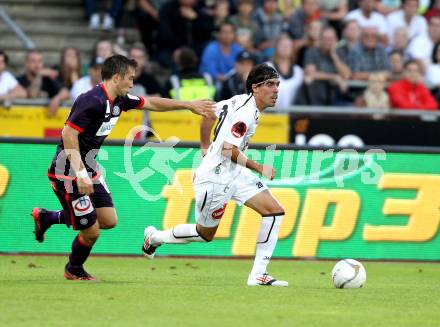 Fussball. Bundesliga. RZ Pellets WAC gegen FK Austria Wien. David De Paula,  (WAC), Markus Suttner (Wien). Wolfsberg, 25.7.2012.
Foto: Kuess


---
pressefotos, pressefotografie, kuess, qs, qspictures, sport, bild, bilder, bilddatenbank