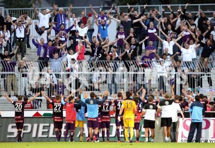 Fussball. Bundesliga. RZ Pellets WAC gegen FK Austria Wien. Jubel Austria Wien. Wolfsberg, 25.7.2012.
Foto: Kuess


---
pressefotos, pressefotografie, kuess, qs, qspictures, sport, bild, bilder, bilddatenbank