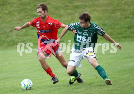 Fussball Regionalliga. Feldkirchen gegen SAK.  Philipp Wisotzky, (Feldkirchen), Marjan Kropiunik  (SAK). Feldkirchen, 3.8.2012.
Foto: Kuess
---
pressefotos, pressefotografie, kuess, qs, qspictures, sport, bild, bilder, bilddatenbank