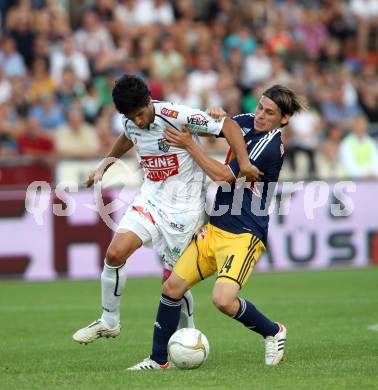 Fussball. Bundesliga. RZ Pellets WAC gegen FC Red Bull Salzburg. Jacobo,  (WAC), Christoph Leitgeb (Salzburg). Wolfsberg, 4.8.2012.
Foto: Kuess

---
pressefotos, pressefotografie, kuess, qs, qspictures, sport, bild, bilder, bilddatenbank