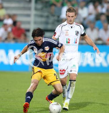 Fussball. Bundesliga. RZ Pellets WAC gegen FC Red Bull Salzburg. Michael Sollbauer,  (WAC),  Soriano Casas Jonatan (Salzburg). Wolfsberg, 4.8.2012.
Foto: Kuess

---
pressefotos, pressefotografie, kuess, qs, qspictures, sport, bild, bilder, bilddatenbank