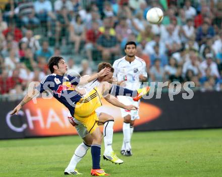 Fussball. Bundesliga. RZ Pellets WAC gegen FC Red Bull Salzburg. Michael Sollbauer, (WAC), Soriano Casas Jonatan  (Salzburg). Wolfsberg, 4.8.2012.
Foto: Kuess

---
pressefotos, pressefotografie, kuess, qs, qspictures, sport, bild, bilder, bilddatenbank