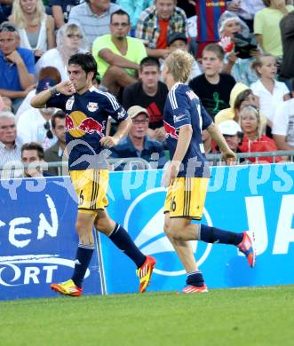 Fussball. Bundesliga. RZ Pellets WAC gegen FC Red Bull Salzburg. Torjubel Soriano Casas Jonatan  (Salzburg). Wolfsberg, 4.8.2012.
Foto: Kuess

---
pressefotos, pressefotografie, kuess, qs, qspictures, sport, bild, bilder, bilddatenbank