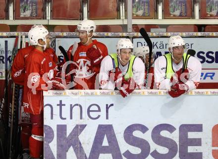 Eishockey. KAC. Training. Koch Thomas,  Jamie Lundmark, Schellander Paul, Lammers John. Klagenfurt, 6.8.2012. 
Foto: Kuess
---
pressefotos, pressefotografie, kuess, qs, qspictures, sport, bild, bilder, bilddatenbank