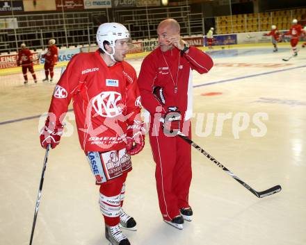 Eishockey. KAC. Training. Spurgeon Tyler, Christer Olsson. Klagenfurt, 6.8.2012. 
Foto: Kuess
---
pressefotos, pressefotografie, kuess, qs, qspictures, sport, bild, bilder, bilddatenbank