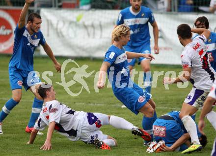 Fussball Regionalliga. SAK gegen VSV. Darjan Aleksic, Murat veliu,  (SAK), Okatan Emre, Johannes Isopp (VSV). Klagenfurt, 9.8.2012.
Foto: Kuess
---
pressefotos, pressefotografie, kuess, qs, qspictures, sport, bild, bilder, bilddatenbank